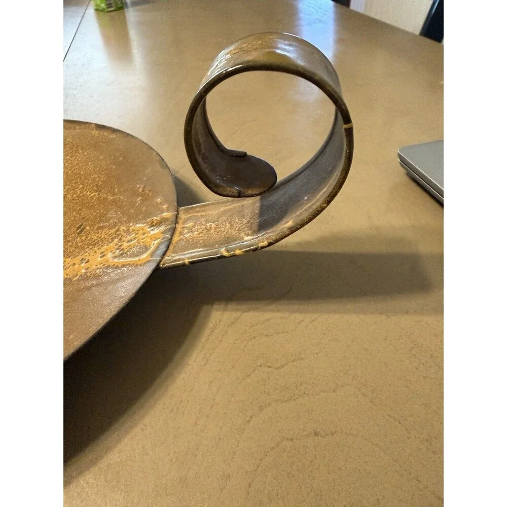 Vintage Hanova Pasadena Enamelware Enamel Steel Plate Candleholder Brutalist